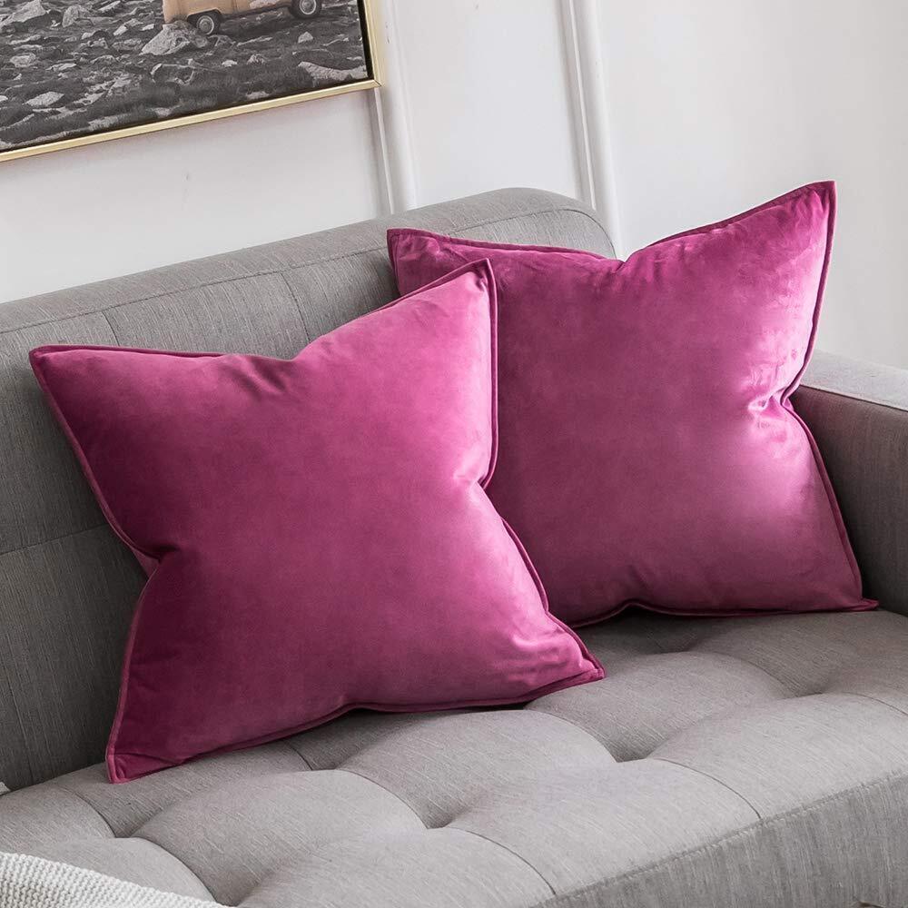 6426 Pack of 2 Decorative Velvet Throw Pillow Cover Soft Pillowcase Solid